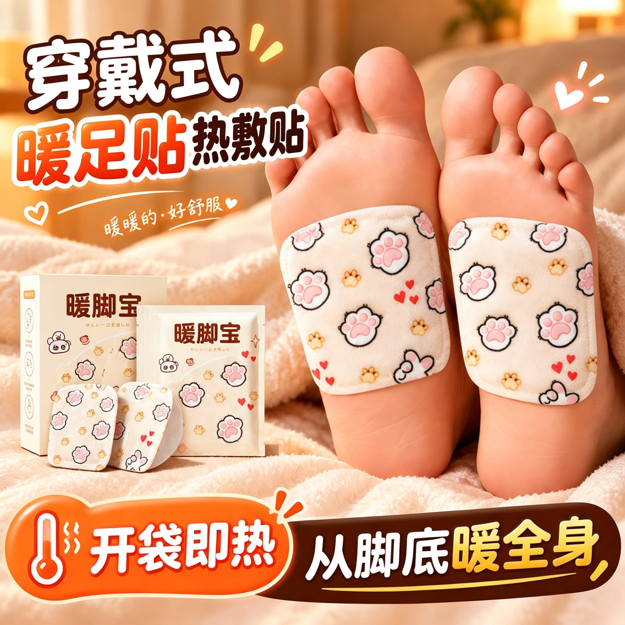 冬季艾草暖脚热敷贴2片装
