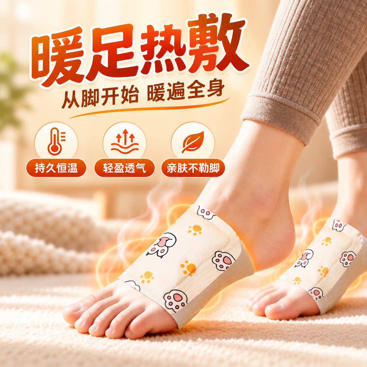 穿戴式自发热暖足贴被窝专用
