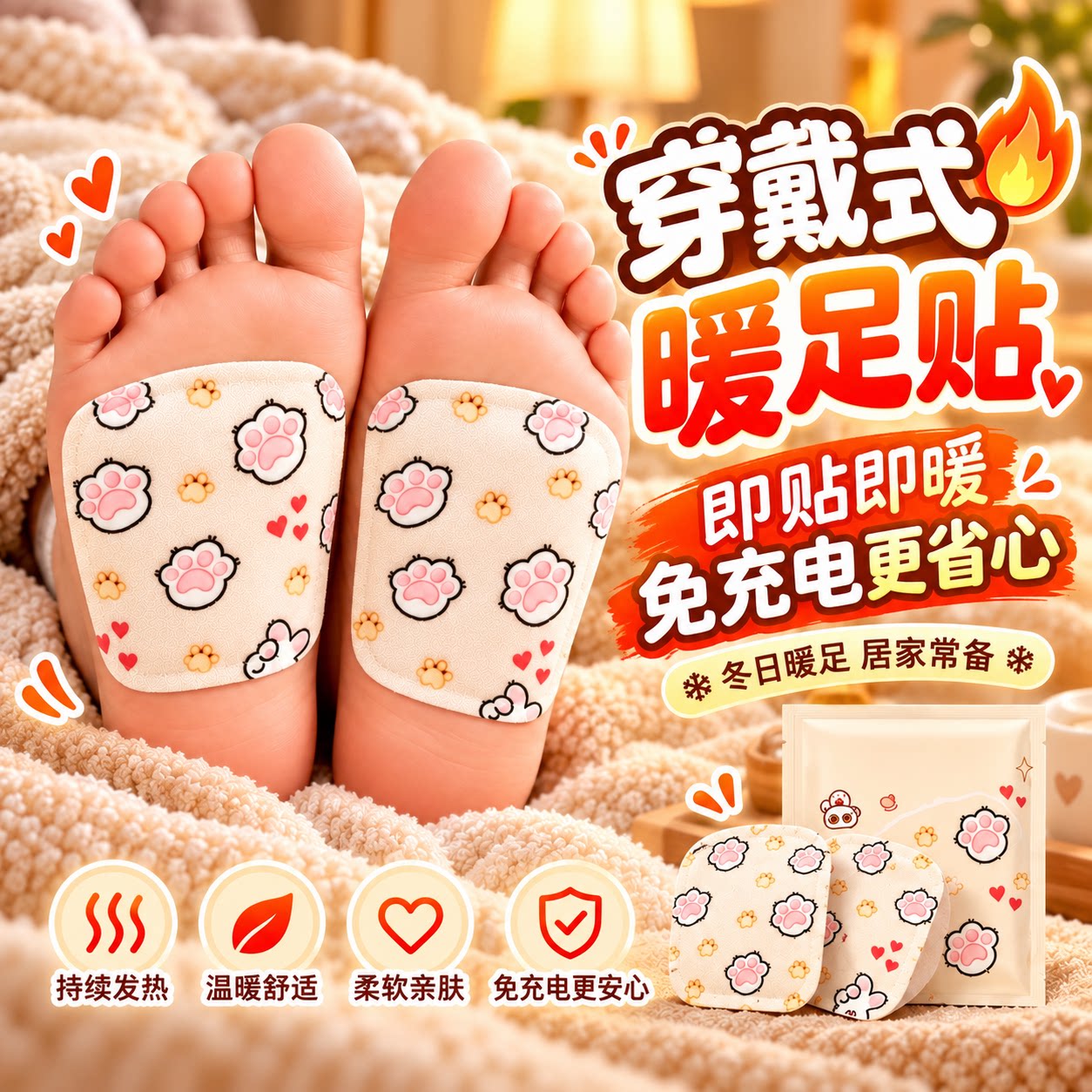 穿戴式暖足贴热敷贴被窝专用暖手暖脚发热贴暖宝宝冬天暖手自发热