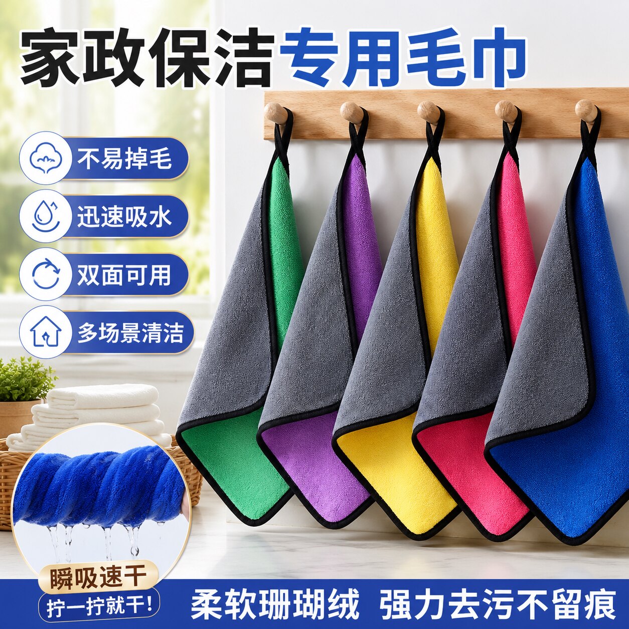 吸水不掉毛不留水痕双层擦车抹布