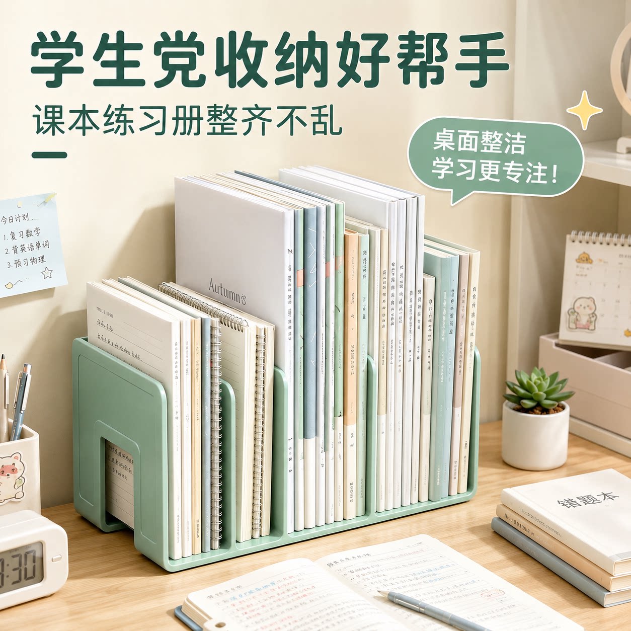 书立架桌面固定书本收纳神器高中学生儿童书立书夹书桌书架置物架