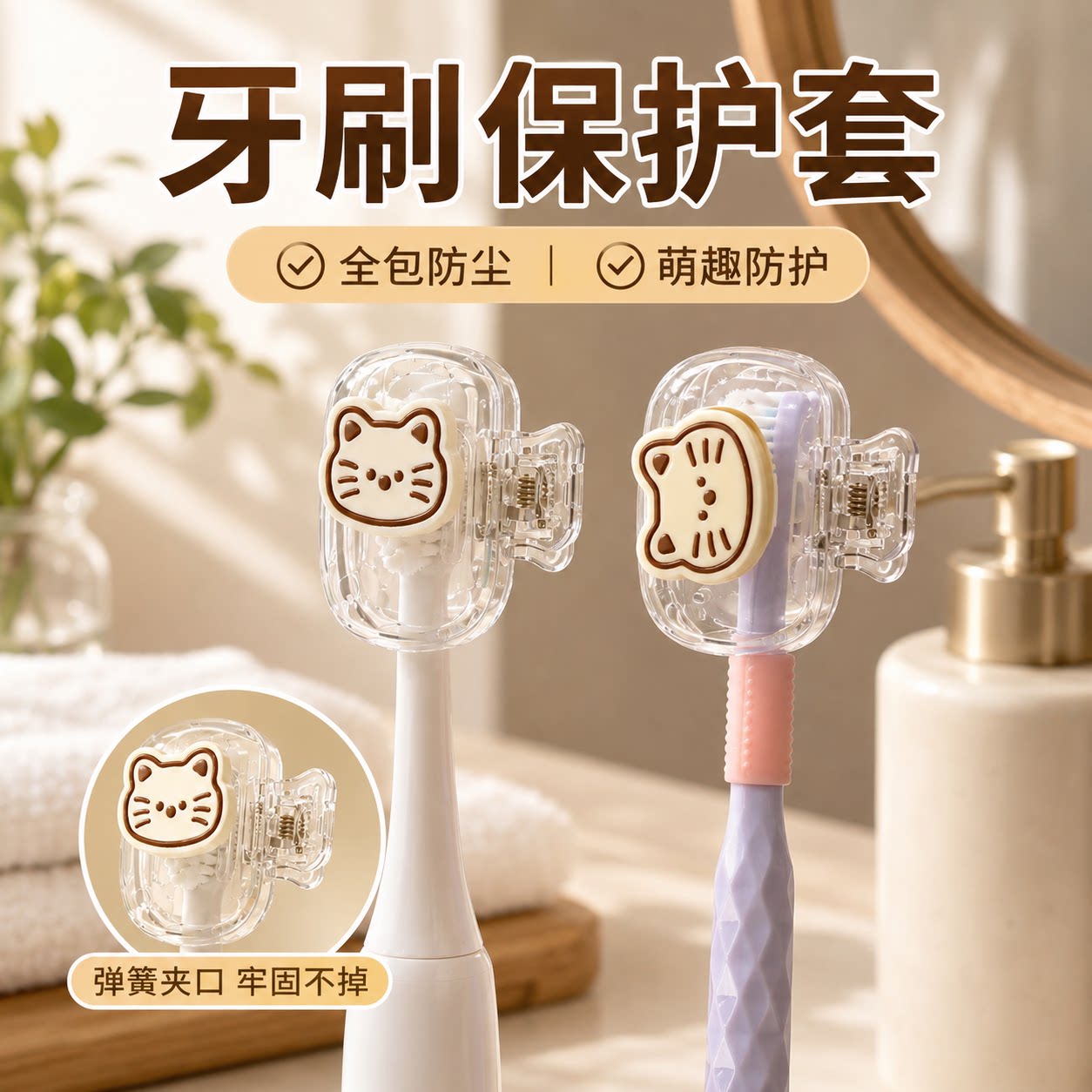 可爱小猫牙刷保护套便携防尘