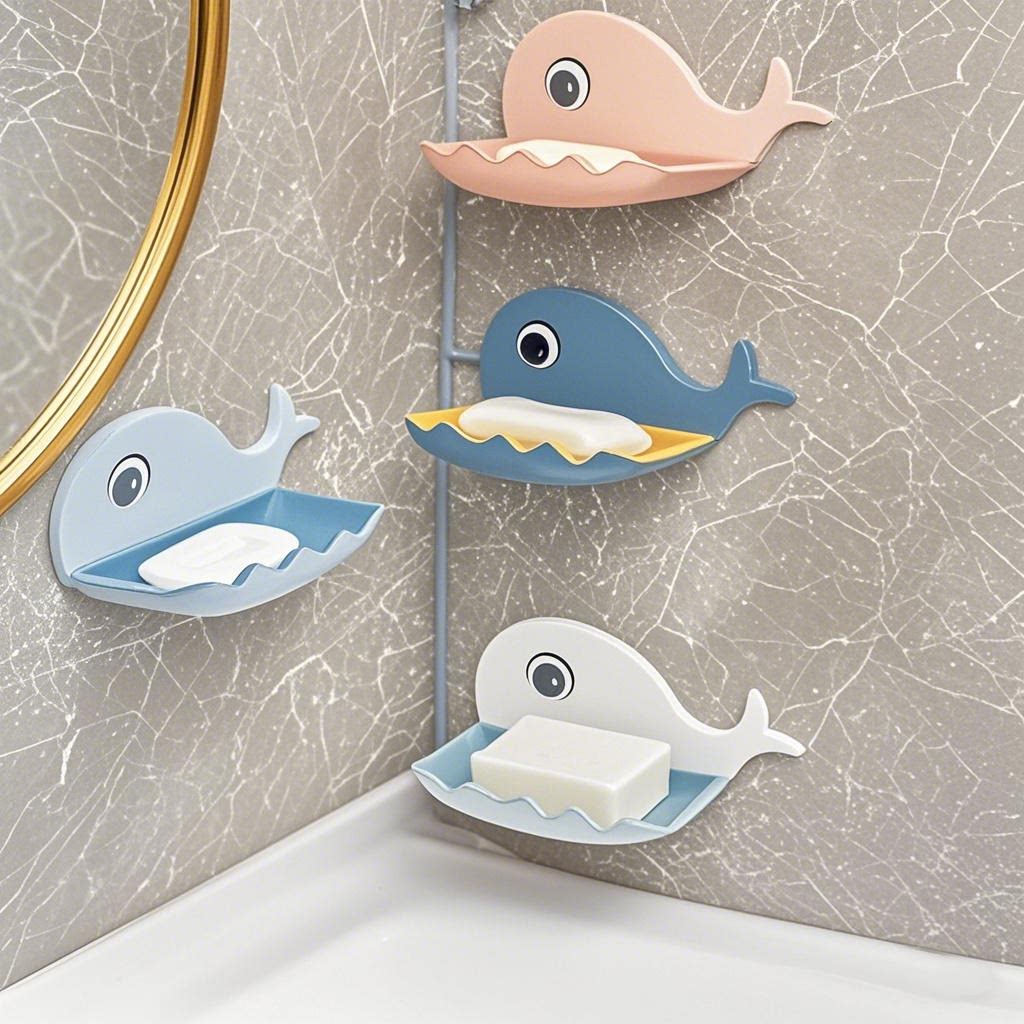 肥皂盒家用免打孔壁挂式香皂盒双层卡通沥水架学生宿舍浴室置物架