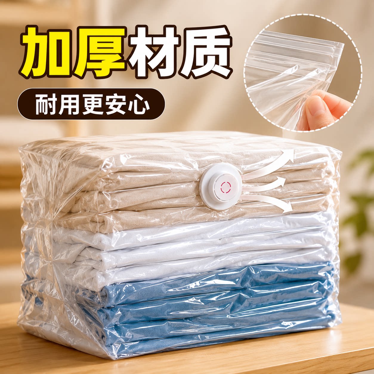免抽气立体真空密封压缩袋