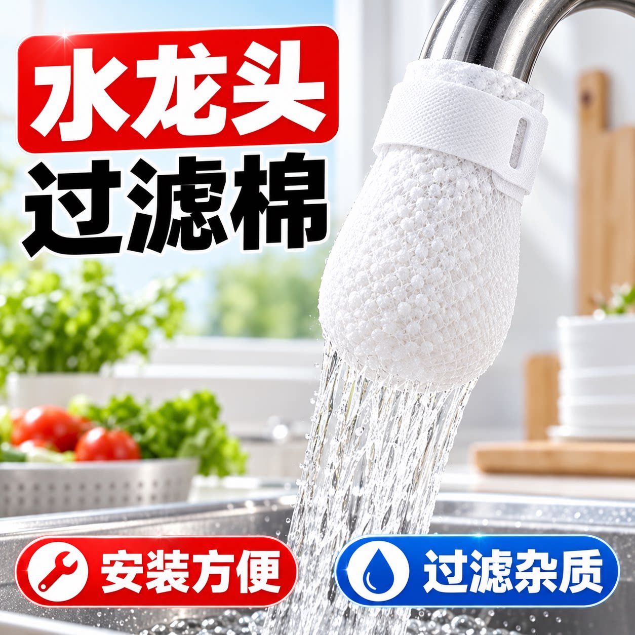 水龙头加厚过滤棉去泥沙铁锈