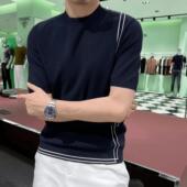 短袖 男装 毛衣潮男针织半袖 2025秋冬男士 修身 毛衫 休闲百搭打底衫