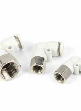 白色气动气管快插快速接头90度内螺纹弯头L型内牙弯通PLF6-018-02