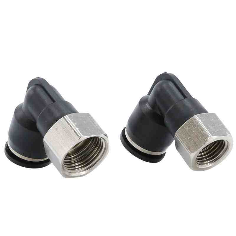 黑色气动快速插气管接头PLF6-01直角二通90度8-02内螺纹弯头10-03