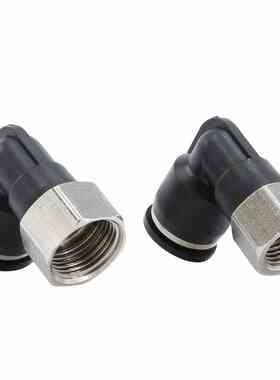 黑色气动快速插气管接头PLF6-01直角二通90度8-02内螺纹弯头10-03