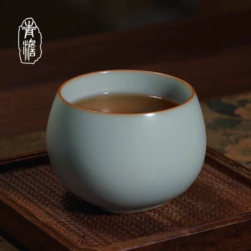 汝窑茶杯主人杯单杯茶具杯子套装家用汝瓷品茗杯大号茶盏茶碗