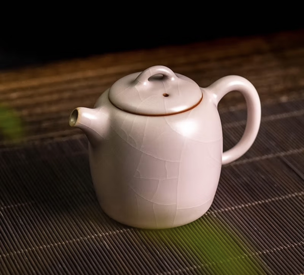 政宗茶壶秦权壶汝窑粉釉釉开片茶具HR-135E粉柏
