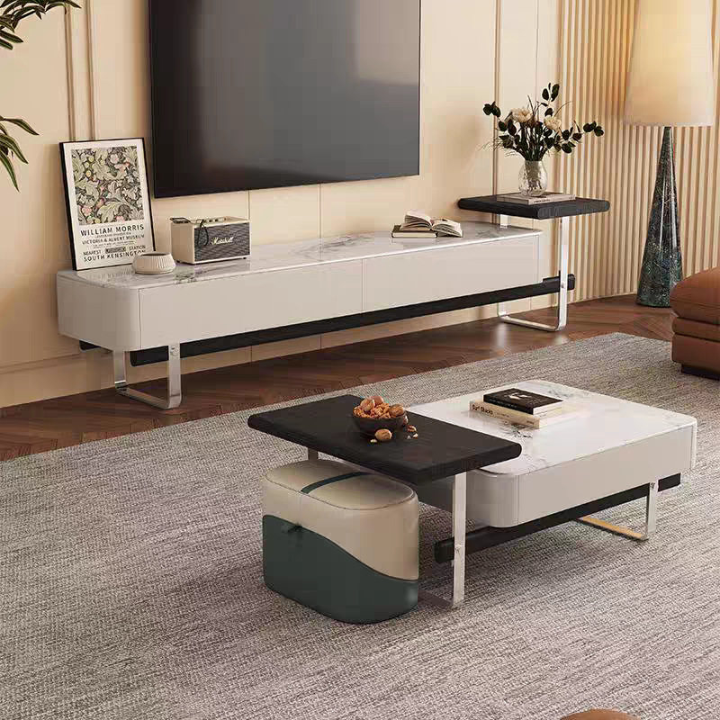 茶几客厅家用现代简约小户型意式轻奢微晶石岩板实木高端新款茶桌