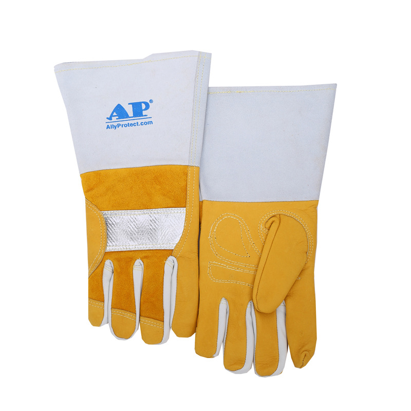友盟AP-0305反射铝抗震耐高温牛青皮手套防火阻燃耐磨电焊接手套