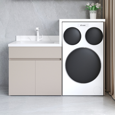 ?防水懒人三桶阳台洗衣机一体柜组合蜂窝铝伴侣洗手脸盆柜岩