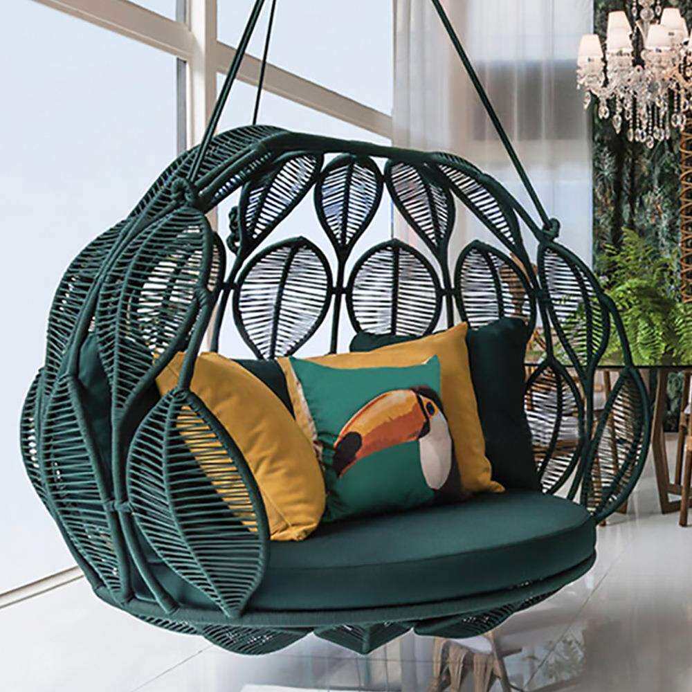 户外网红双人打卡吊篮景区藤编秋千庭院室内落地摇篮阳台大吊床