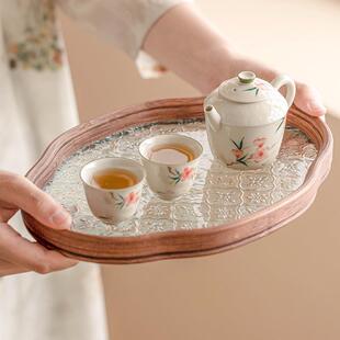 手绘桃花一壶两杯高档功夫泡茶套装陶瓷户外旅行茶具便携茶壶茶杯