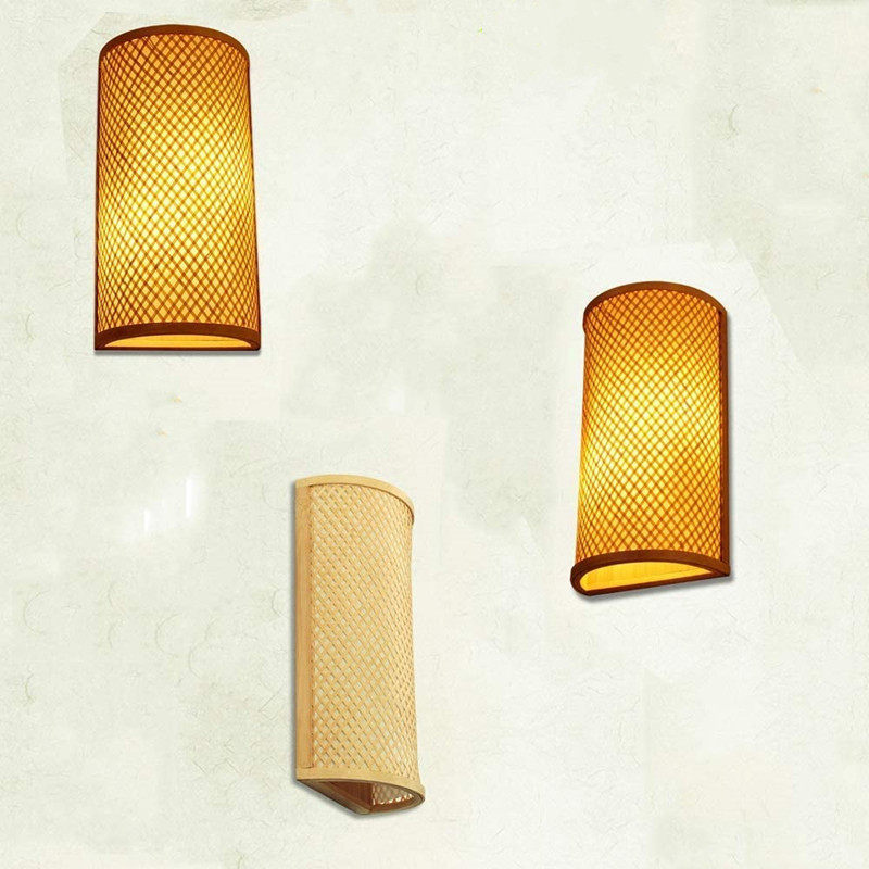 新中式东南亚竹艺竹编客厅壁灯茶楼茶馆客栈玄关过道床头卧室灯具