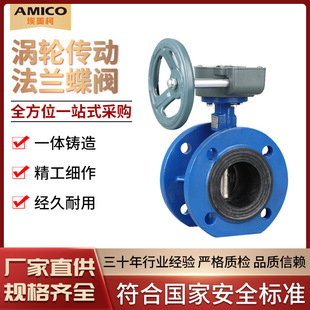 埃美柯828蜗轮传动法兰蝶阀铸铁蝶阀D341X 16Q超大口径手动蝶阀