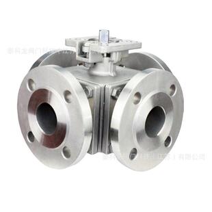 不锈钢四通双L球阀Q9646F-16P气电手动四通法兰介质换向CF8M球阀