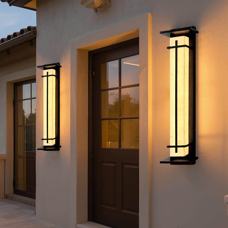 现代仿云石户外壁灯新中式防水别墅门庭柱子灯酒店大门外墙灯室外