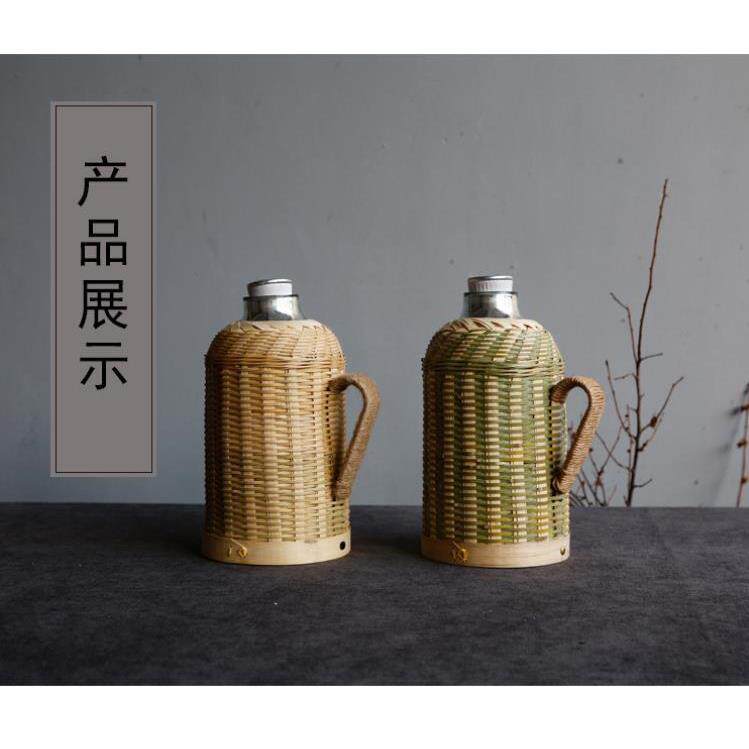 悠然阁竹编复古文艺竹编家用保温瓶保温壶玻璃内胆暖瓶开水瓶