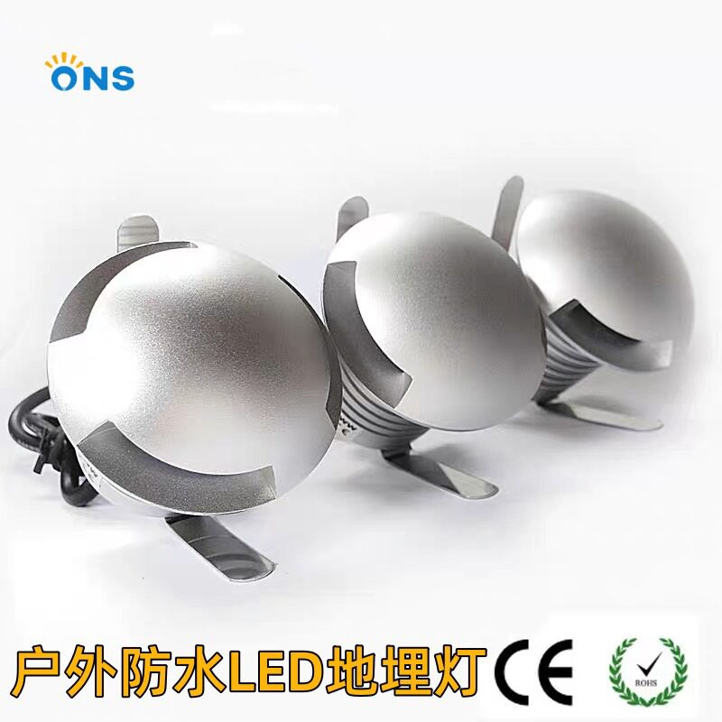 LED地埋灯3w圆形户外防水埋地灯墙角灯地脚灯嵌入式地板灯12v地灯