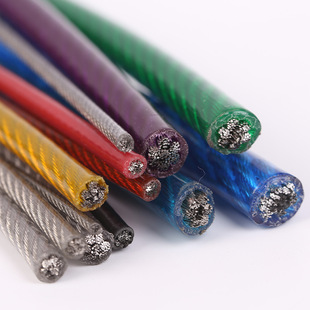 2mm-20mm包塑涂塑防锈钢丝绳PVC包胶颜色长度可选遮阳网大棚拉线