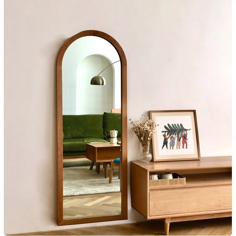 文艺复古樱桃木拱形全身镜