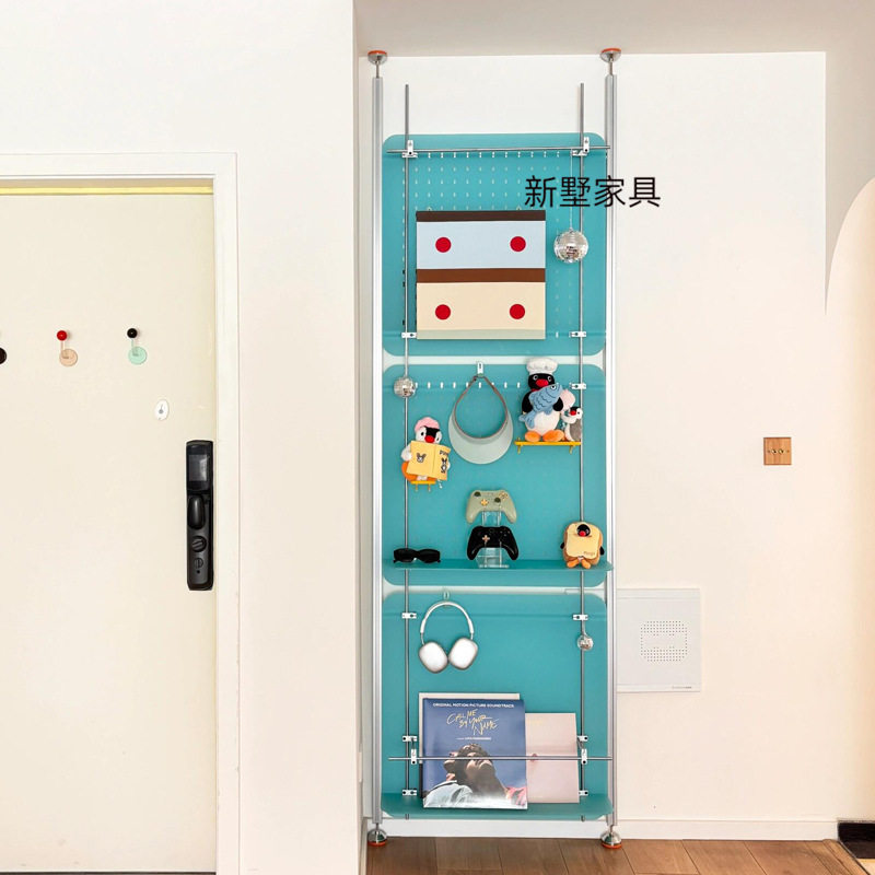 顶天立地铝型材亚克力洞洞板书报架家用隔断光轴不锈钢多层展示架