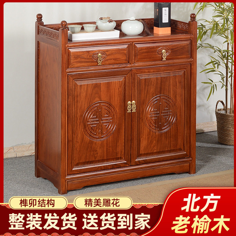 实木中式茶水柜餐边柜客厅厨房