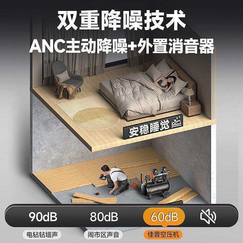 佳普空压机打气泵220v木工喷漆冲气泵无油静音小型汽修空气压缩机