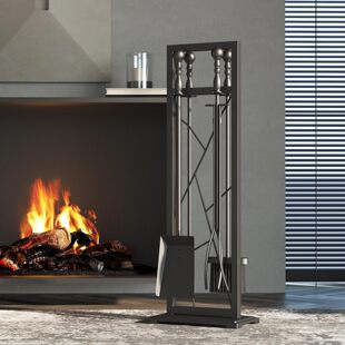 壁炉工具燃烧支架收纳架整理摆放立式木炉工具支架锻铁手柄