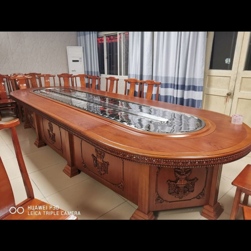 电动旋转椭圆传送带餐桌椅