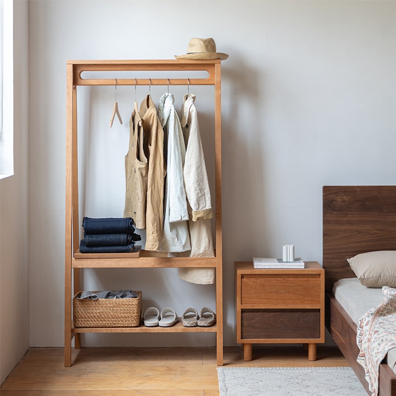 MUMO木墨 挂衣架o 卧室落地挂衣架 纯实木樱桃木红橡木落地衣帽架