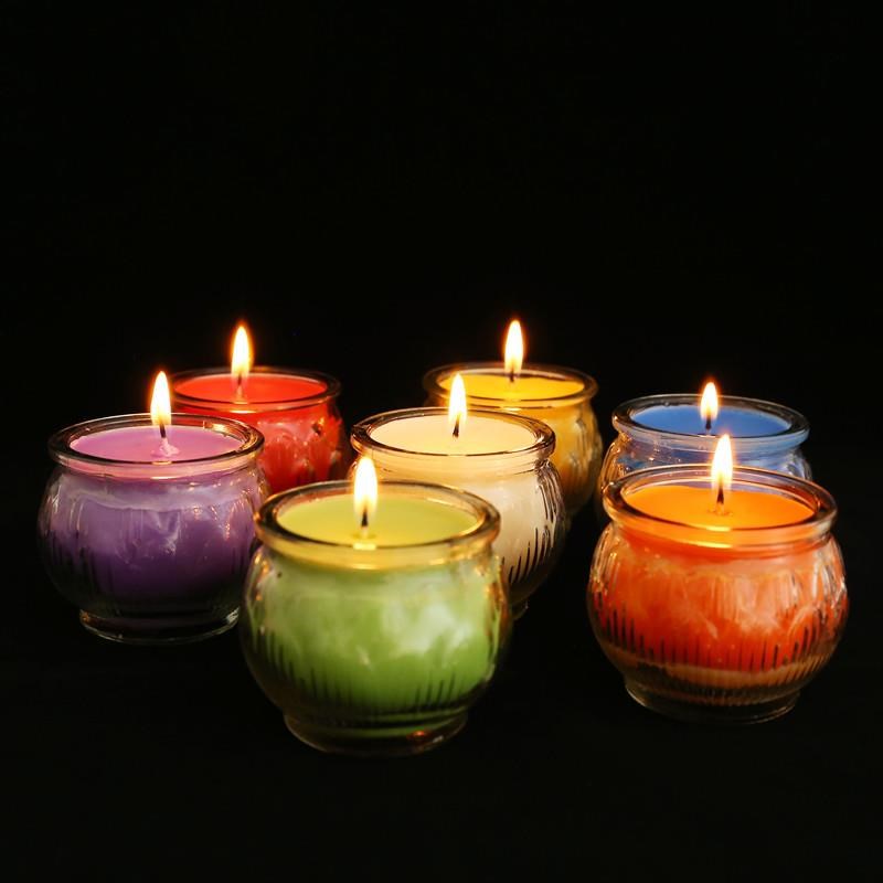 24小时酥油灯 七彩平口莲花酥油灯 佛灯供佛酥油蜡烛Y无烟无味家