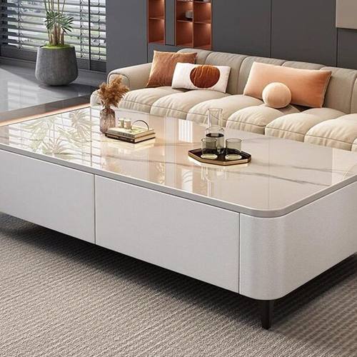 茶几岩板2025新款客厅家用小户型轻奢现简约落地电视柜组J&