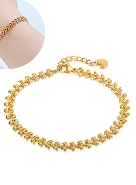 简约欧美不锈钢稻穗手链ssteel女士手链蛇骨链手链东莞钛钢饰品