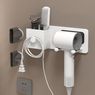 卫生间铝合金吹风机置物架浴室枪灰免打孔壁挂收纳整理架吹风筒