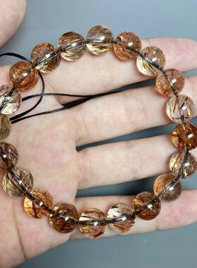 2025新款时尚黑金水晶手链女士潮流男士佩戴多图百搭黑色发晶手串