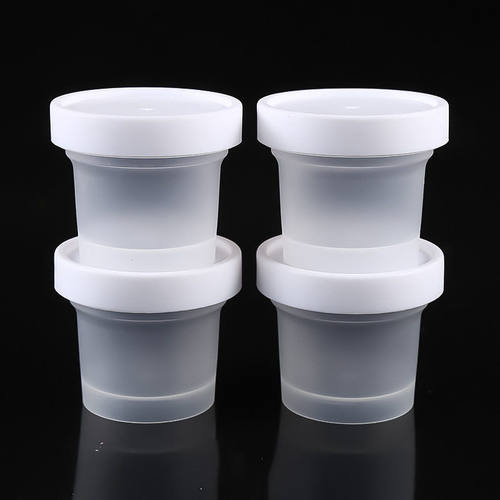 水晶泥橡皮泥彩泥粘土塑料密封盒 130ml杯子带螺旋磨砂白盖起泡胶