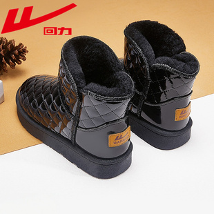 皮面防水保暖外穿雪地棉 加绒加厚面包鞋 回力雪地靴女冬季 2025新款