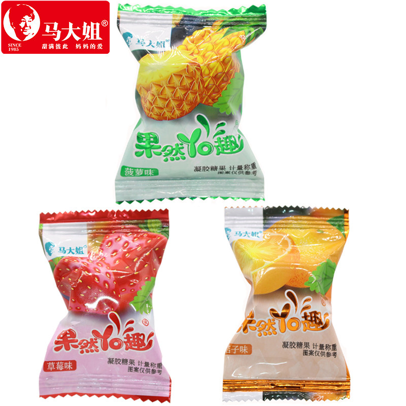 马大姐果然有趣水果软糖500g果味软糖草莓桔子菠萝喜糖糖果年货糖