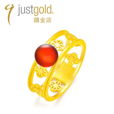 justgold镇金店囍悦婚嫁婚庆订婚新娘子婚礼足金黄金戒指1727541Y