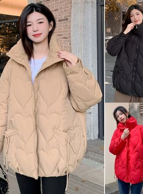 大码孕妇棉衣女外套冬季韩版短款面包服小个子宽松羽绒服200斤潮