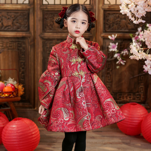 新年衣服女童洋装冬季2023冬装新款女孩公主裙儿童过年裙子秋冬