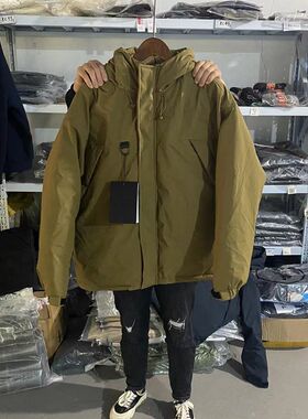 户外防水轻量化棉服 冬季男士宽松廓形军工级P棉保暖连帽铺棉外套