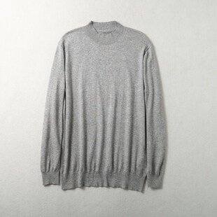 2024秋冬新款半高领毛衣男真丝羊绒气质商务宽松套头长袖上衣男款