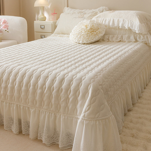 高档白色牛奶绒床盖加绒夹棉床单单件珊瑚法兰绒榻榻米Z垫单三件