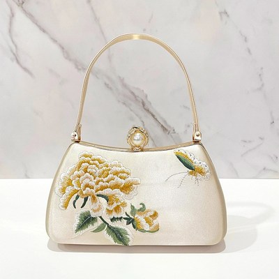 新中式旗袍手包复古刺绣手提包晚宴礼服包新娘婚礼喜妈妈婚宴包包