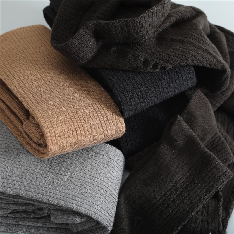 羊绒羊毛 直角跟连裤袜不勒脚趾 打底袜显瘦竖条花纹秋冬保暖麻花